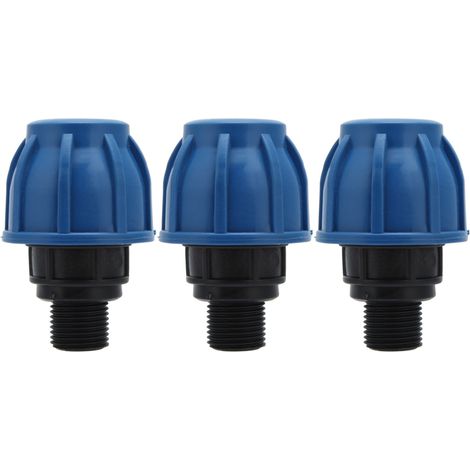 Lot de 3 raccords rapides pour tuyau d'arrosage en plastique PE, adaptateur 25 mm vers connecteur mâle G3/4". (1/4)