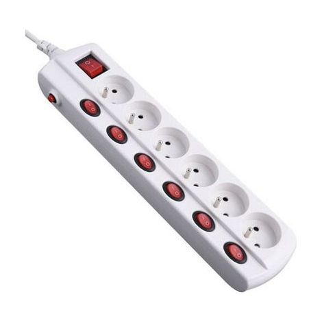 ELECTRALINE - Bloc 6 prises 2P+T 16A avec interrupteurs individuels (SKU produit : 95097032 SKU Offre : 25226DY15)