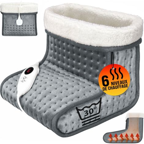 Chauffage D'Appoint - 100 W, 6 Niveaux De Température, Éteinte Automatique, Chausson Homme Femme Pointure Max. 47, Lavable À 30°, Télécommande Pratique, Câble 2 m de long Gris (1/7)