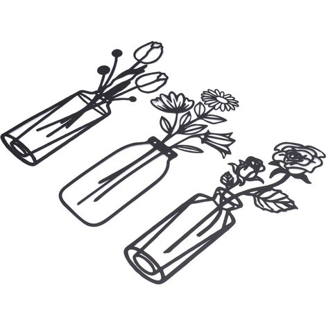 3er-Set Metallvasen-Blumen-Wanddeko, elegant, rostfrei, einfach zu montieren, aus Eisen, für die Innendekoration (1/5)