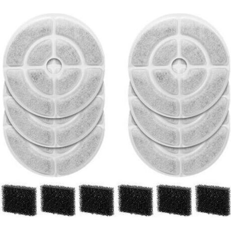 Lot de 12 filtres à charbon actif et éponges pour fontaine à eau pour chien 9,5 L (6 filtres + lot de 6) (1/5)