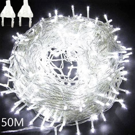 1 Guirlande lumineuse,50m,500 LEDs blanc,8 modes,mémoire,IP65,pour extérieur,jardin,Noël,mariage (1/5)