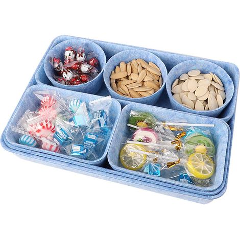 Boîtes de rangement en feutrine (bleues), lot de 8 – 4 modèles – Feutrine S (1/5)