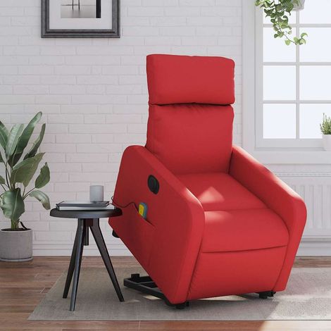 Massagesessel mit Aufstehhilfe Elektrisch Rot Kunstleder (1/5)