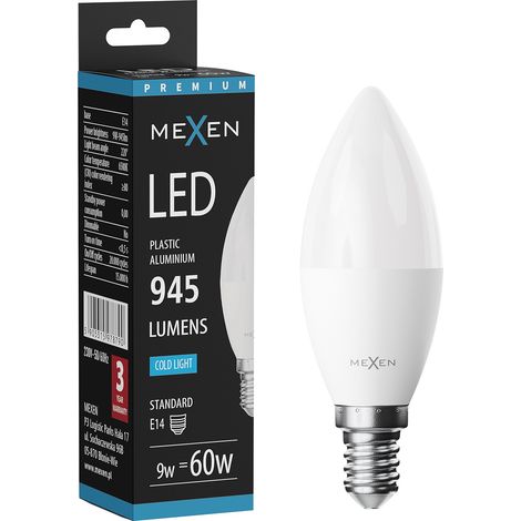 Mexen Nova Bombilla LED E14, C37, 9W, Fr铆a - 6500K, 945 lm - L102-E14-0965-01 (1/5)