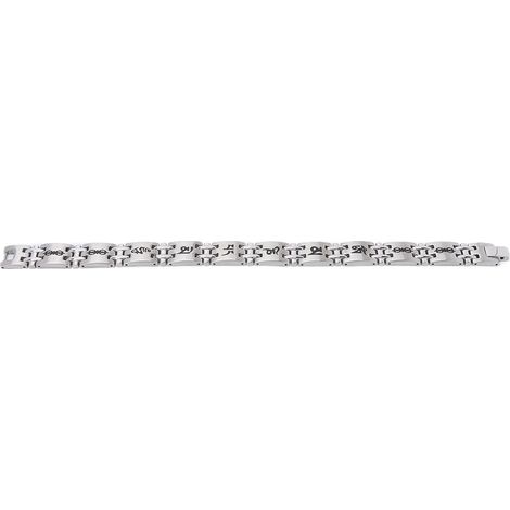Bracelet magnétique pour homme, élégant, argenté, en acier titane et noir, bracelet de magnétothérapie (1/5)
