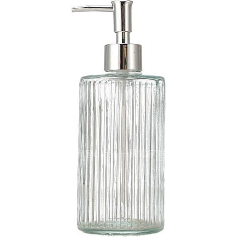 Dispensador de jabón de vidrio de gran capacidad (500 ml), con bomba integrada, para geles/lociones de ducha, transparente.