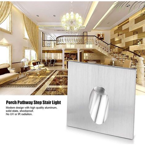 Lot de 4 spots LED encastrés carrés pour escalier, serre, lampadaire 1 W AC 100-245 V (Blanc véritable) (1/5)