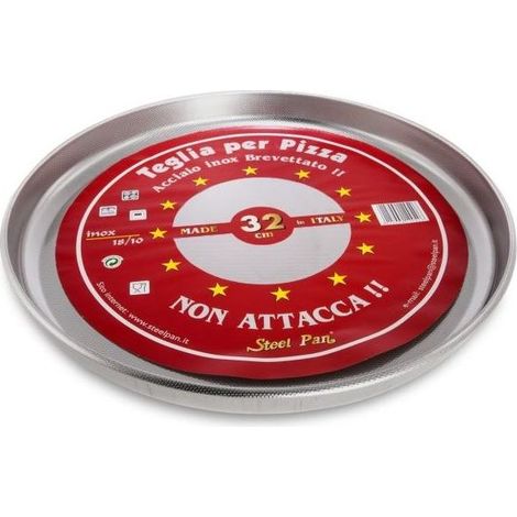 Teglia per pizza tonda in acciaio inox antiaderente 28
