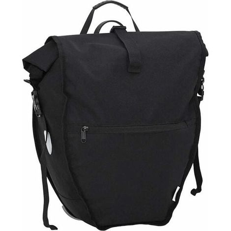 Sacoche de vélo noire, dimensions : 32,5 x 17 x 57 cm, matière : polyester. (1/5)