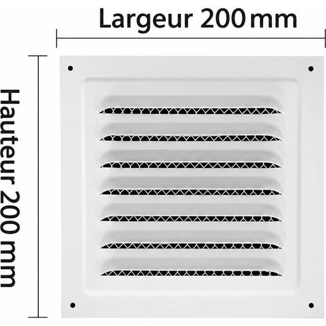 Grille d'aération murale à persiennes 200x200 mm blanche avec moustiquaire 200 blanc 250 g – Livraison gratuite