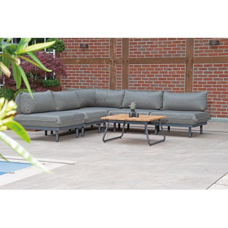 Sonnenpartner 2x Lounge-Eckmodul Lafayette Aluminium anthrazit inklusive Kissen + Mittelmodul ""Lafayette"" Loungesessel