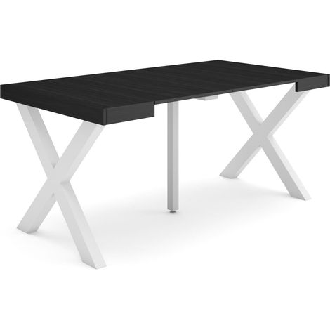 Skraut Home - Consolle allungabile, Tavolo consolle allungabile , 160, Per 8 persone, Gambe in legno, Stile moderno, Nero (1/5)