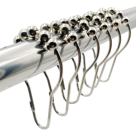 Lot de 6 anneaux à roulettes pour rideaux de douche et tringles à rideaux de salle de bain (1/5)