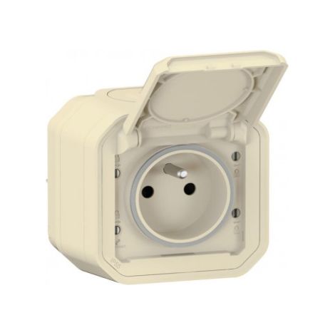 Legrand 069776L 2P+T waterproof power plug Plexo 16A 250V IP55 IK08 complete protrusion - sand