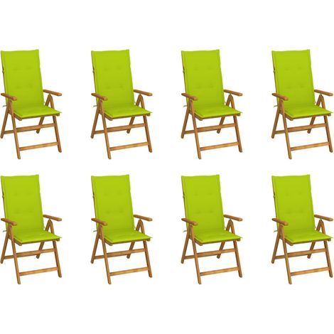 vidaXL Sillas plegables con cojines, 8 unidades, madera maciza de acacia. (1/5)