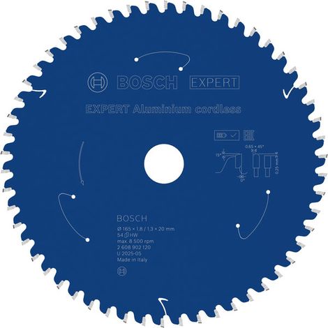 Bosch EXPERT Aluminium cordless Circular Saw Blade 165 x 1.8/1.3 x 20mm T54 (1/4)