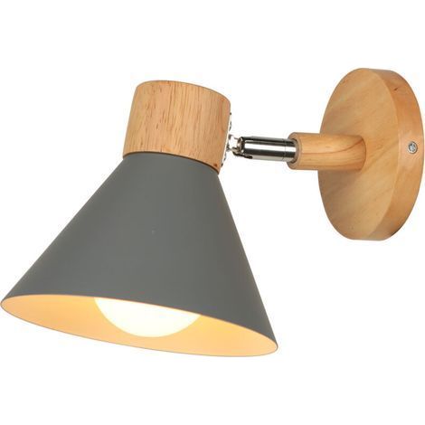 Vintage-Wandleuchte im Industriestil aus Metall und Holz, verstellbare Wandleuchte, grau, Durchmesser 17,5 cm – 1 Stück (1/5)