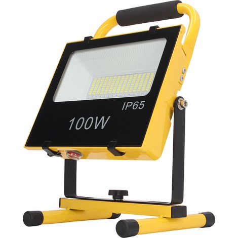 Projecteur extérieur LED rechargeable, étanche IP65, portable, 100 W, 9 000 lm, 6 500 K, prise européenne. (1/5)