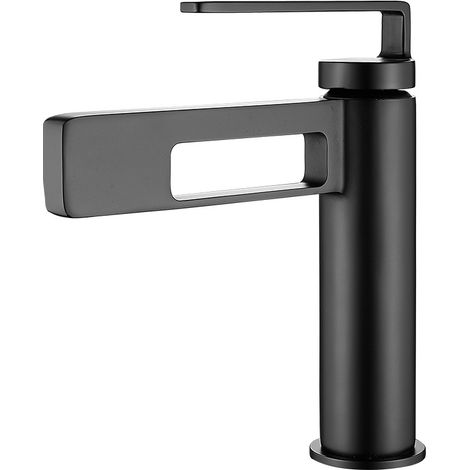 Modern Creative Design Bathroom Faucet, Black Sink Faucet, Bathroom Mixer Tap Single Hole Sink Faucet, Brass (black) (1/5)