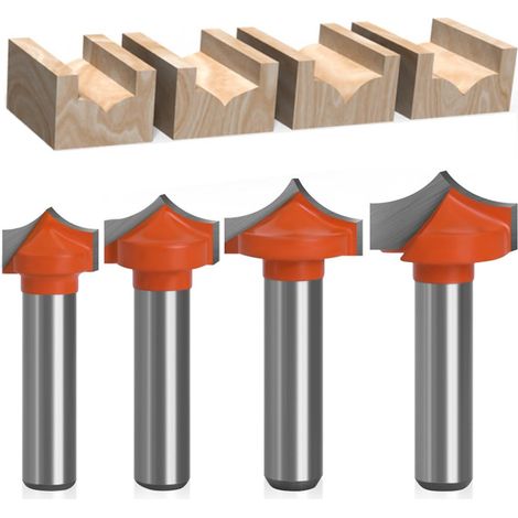 4pcs Grooving Router Bit Set, 8mm Shank Diameter, Roundover Router Bit, Round Over Router Bits, Wood Router Bit, Woodworking Tool (1/5)
