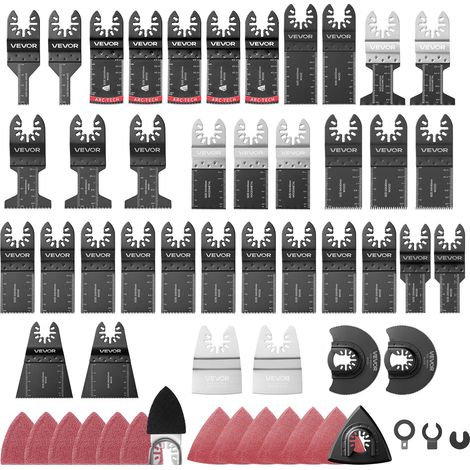 Lame Scie Oscillante Lot de 160 Lame Outil Multifonction en Bimétal, pour Outil Oscillant, Bois, Plastique, Métal Tendre, avec 36 Lames, 2 Grattoirs, 2 Patins de Ponçage, 120 Papiers Abrasifs (1/5)