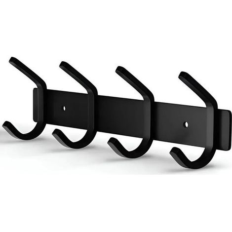 Wandgarderobe – Kleiderständer – Wandgarderobenhaken – Schwarze Wandgarderobe – Wandkleiderstange – Kleiderschrankhaken – Edelstahl – Schwarz (1/4)
