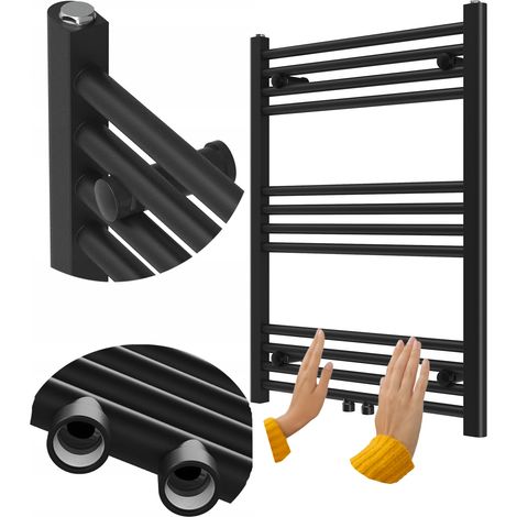 Radiateur Salle de Bain Design Granitan Raven 80x60 cm Noir Chauffage Échelle 370W (1/5)