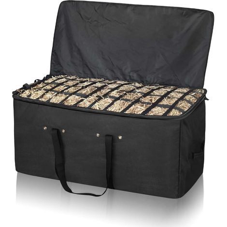 Grand sac à foin pliable pour chevaux - 100 x 45 x 55 cm - Pour les déplacements - Pour une alimentation adaptée aux espèces - Améliore la digestion