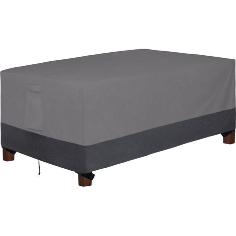 Housse de table rectangulaire 600D résistante aux UV et imperméable pour meubles de jardin (183 x 111 x 58 cm (L x l x H), gris/gris foncé (1/5)