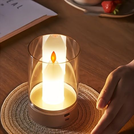 Une lampe bougie LED à intensité variable, lampe bougie à détecteur de mouvement, chargement USB, gradation progressive. (1/5)