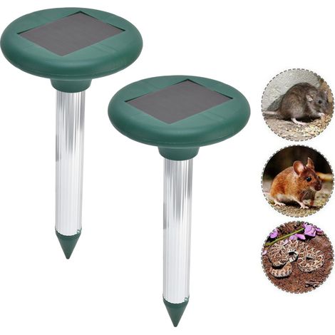 Lot de 2 répulsifs solaires à ultrasons pour souris, insectes et autres nuisibles, idéaux pour les jardins, hôtels et fermes en extérieur. (1/5)