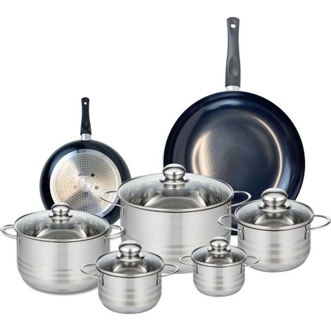 Ensemble de 2 Poêles de cuisson 20 et 32 cm et 5 faitouts 12, 14, 16, 20 et 24 cm Elo Prima Brillant (1/5)