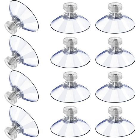 12 große Saugnäpfe, Kunststoff-Saugnäpfe, transparent, Antikollisions-Gummi-Saugnapf, Schraube, Metallmutter, starker Saugnapf, transparent, PVC, Ersatz mit Schraubenmutter (40M5-10) (1/4)