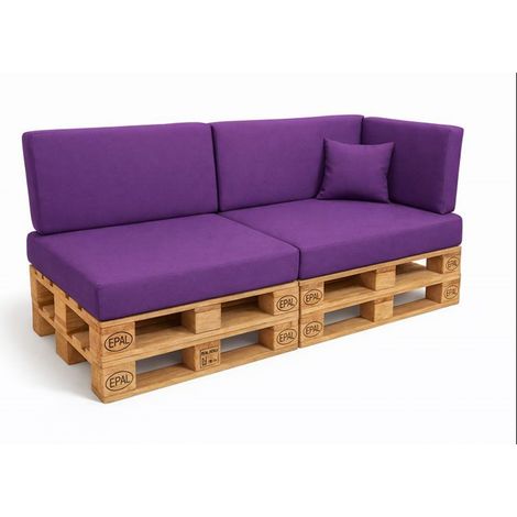 Set 6 coussins palette  assises 120x50 dossiers + 120x40 kit coussins canapé de jardin Violet coussins pour mobilier de jardin (1/5)