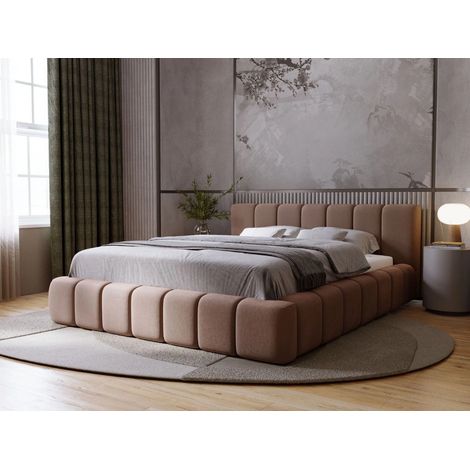 Lit rembourré avec rangement 120x200 velours marron Orio (1/5)
