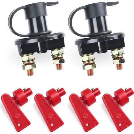 Interrupteur de Batterie Principal 6V/12V/24V - Isolateur Étanche avec 2 Clés Amovibles, 200/1000A - Idéal pour Voitures, Bateaux et Équipements Électriques (1/5)