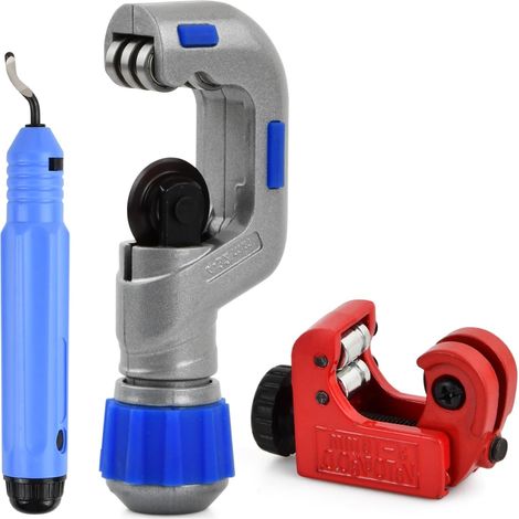 Cortatubos de cobre de 4-32 mm, kit con desbarbador, minicortador de tubos, para cortar tubos finos de acero inoxidable, PVC, aluminio y plástico. (1/4)
