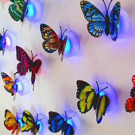 Veilleuse décorative papillon LED, autocollant mural papillon 3D, veilleuse papillon pour jardin, terrasse et pelouse