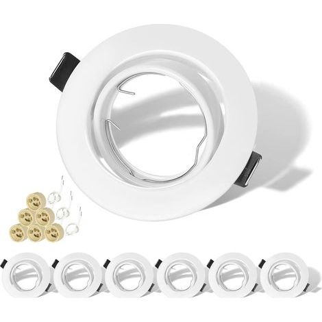 GU10 Recessed Spotlights, Set of 6, 230V Swivel LED Spotlights in Brushed Stainless Steel, Round Recessed Ceiling Spotlights Including Socket for GU10 LED Halogen (1/5)