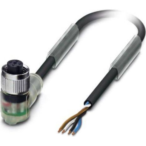 Cavo 4P da 5 m con estremità libera, connettore angolato M12 con LED SAC-4P-5,0-PUR/M12FR-3 1668302 (1/3)