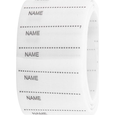 Étiquettes thermocollantes personnalisables 5,5 cm pour vêtements, tissus doux, idéales pour uniformes scolaires et buanderie.
