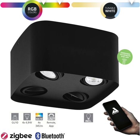 Plafonnier Caminales-Z Noir L: 24 B: 24 h: 12cm Dimmable avec fonction Connect-Z (1/5)