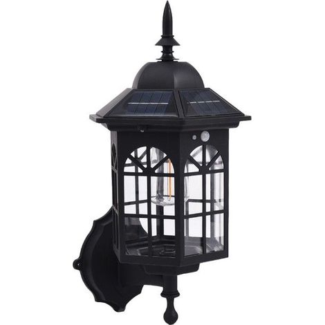 Applique murale extérieure, lampe de sécurité étanche en aluminium, lanterne murale noire antirouille (avec ampoule) (1/5)