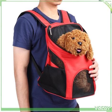 VGEBY Sac à bandoulière pour animaux de compagnie Sac à dos d'extérieur pour chat et chien, sac de voyage en animalerie sac Rouge (1/4)