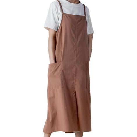 Grembiule in stile giapponese - regolabile, impermeabile, in cotone e lino, da donna, con ampie tasche, ideale per negozio di fiori, caffetteria, artigianato, pasticceria, grembiuli casual a tinta uni