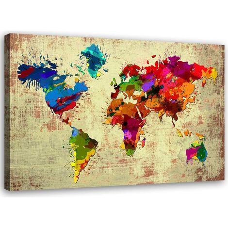 Tableau sur toile Carte du monde Multicolore 60x40 (1/5)