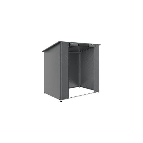 Abri de garage étanche 1,9 x 1,2 m avec porte zippée enroulable et fenêtre d'aération. Gris foncé.