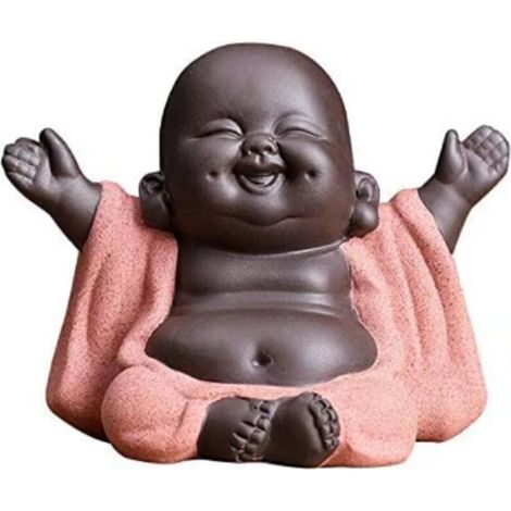 SABIR Petite statue de Bouddha mignonne en céramique - Figurine de moine créative - 99.56.5cm (1/5)