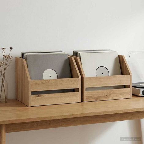 vidaXL Boîte d'albums vinyles 2 pc Chêne artisanal 38 x 30 x 29 cm (1/5)
